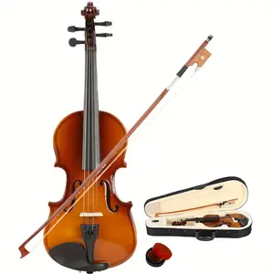 New 1/8 Acoustic Violin Case Bow Rosin Natural violin Guitar Learning Tools Guitar Pack