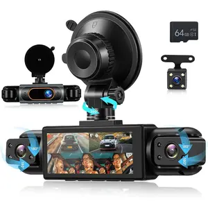 4 Channel 360° Dash Cam Front and Rear Inside Left Right, 3.16 Inch FHD 1080P IPS Dashcam Supports Night Vision, Loop Recording, 24/7 Recording Parking Mode Monitor, Reverse View