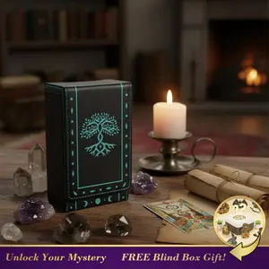 FNYDOX Mystical Tarot Card Storage Box - Durable Leather Case with Witch's Knot Embossing, Universal Fit for Standard Decks, Versatile as Box or Pouch, Ideal Gift for Witches