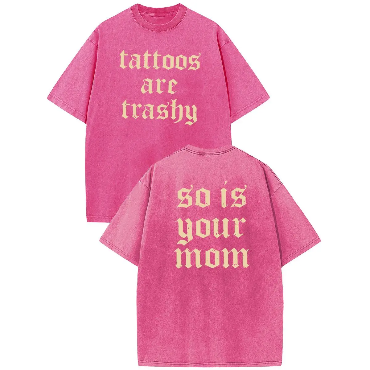 Holafish Oversize Acid Wash Vintage“Tattoos Are Treshy”T-Shirt,Heavyweight Cotton Streetwear graphic vintage tees Menswear Crewneck Tshirt