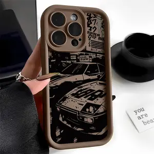Retro Japanese Street Racing Car TPU Case for iPhone 17 Pro Max 16 16e 15 14 Plus 13 12 Mini 11 Air X XS Straight Edge Drop-Resistant Rugged Durable Cover Shell Gift 2D printing