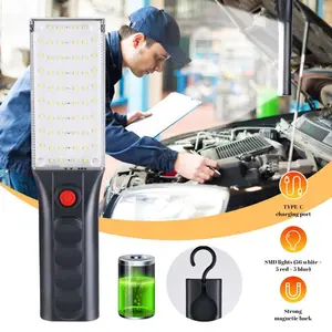 Rechargeable Work Light Portable LED Multi-use Magnetic Flashlight with Hanging Hook, Waterproof Work Flashlight for Car Repair