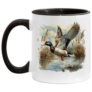 Funny Mallard Duck Ceramic Mug - 11oz Reusable, Washable Beverage Cup, Custom Printed Drinkware for Duck Hunters, Great Gift Option