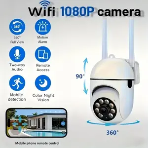 Full-Color Night Vision Wireless WiFi Camera 1080P FHD | PTZ 2-Way Audio Motion Tracking | Smart Home Security | Elder & Pet Monitoring | Wall-Mounted Indoor Outdoor | Growth Record