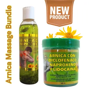 Viral 2 Pack Arnica Extra Strenght Duo -  Arnica Reforzada Lidocaina Ointment 125g (4.4 oz) + Arnica Massage Oil (8oz) With Real Botanicals -  Formula Mejorada pomada muscular 125g