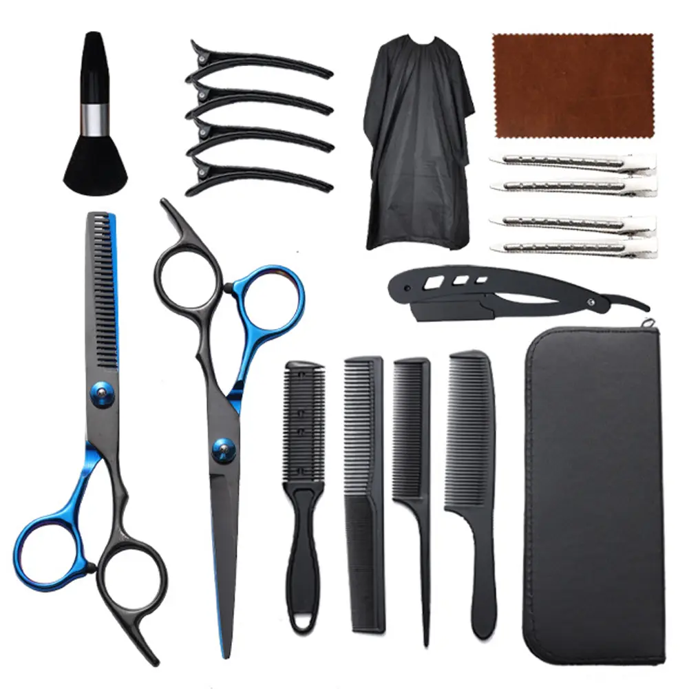 19 PCS Professional Hair Scissors Kit, Stainless Steel Precision Shears for Wet & Dry Hair Cutting, Complete Barber Tools Set with Accessories for Home & Salon Use, Men Women Haircut