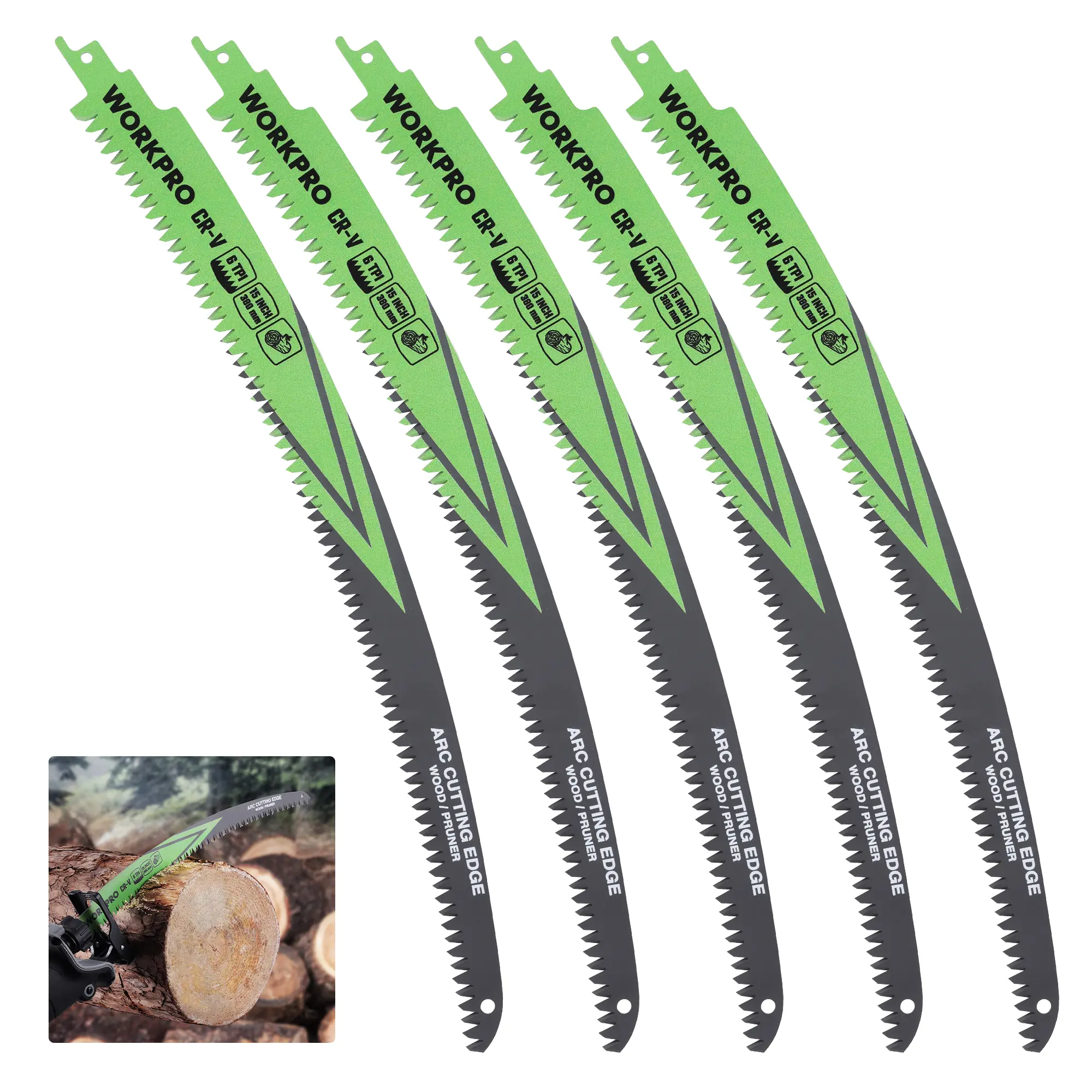 #BacktoSchool WORKPRO Japanese Teeth Wood Pruning Reciprocating Saw Blades Set, Arc Cutting Edge 6TPI Pruning Saw Blades for Tree Pruning, Wood Cutting, Durable & Sharp