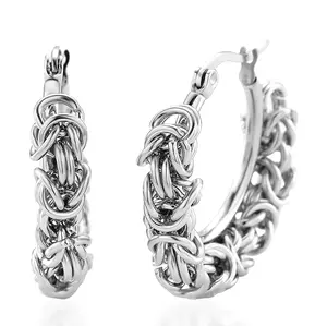 Shop LC Byzantine Hoop Earrings in ION Plated Yellow Gold Stainless Steel