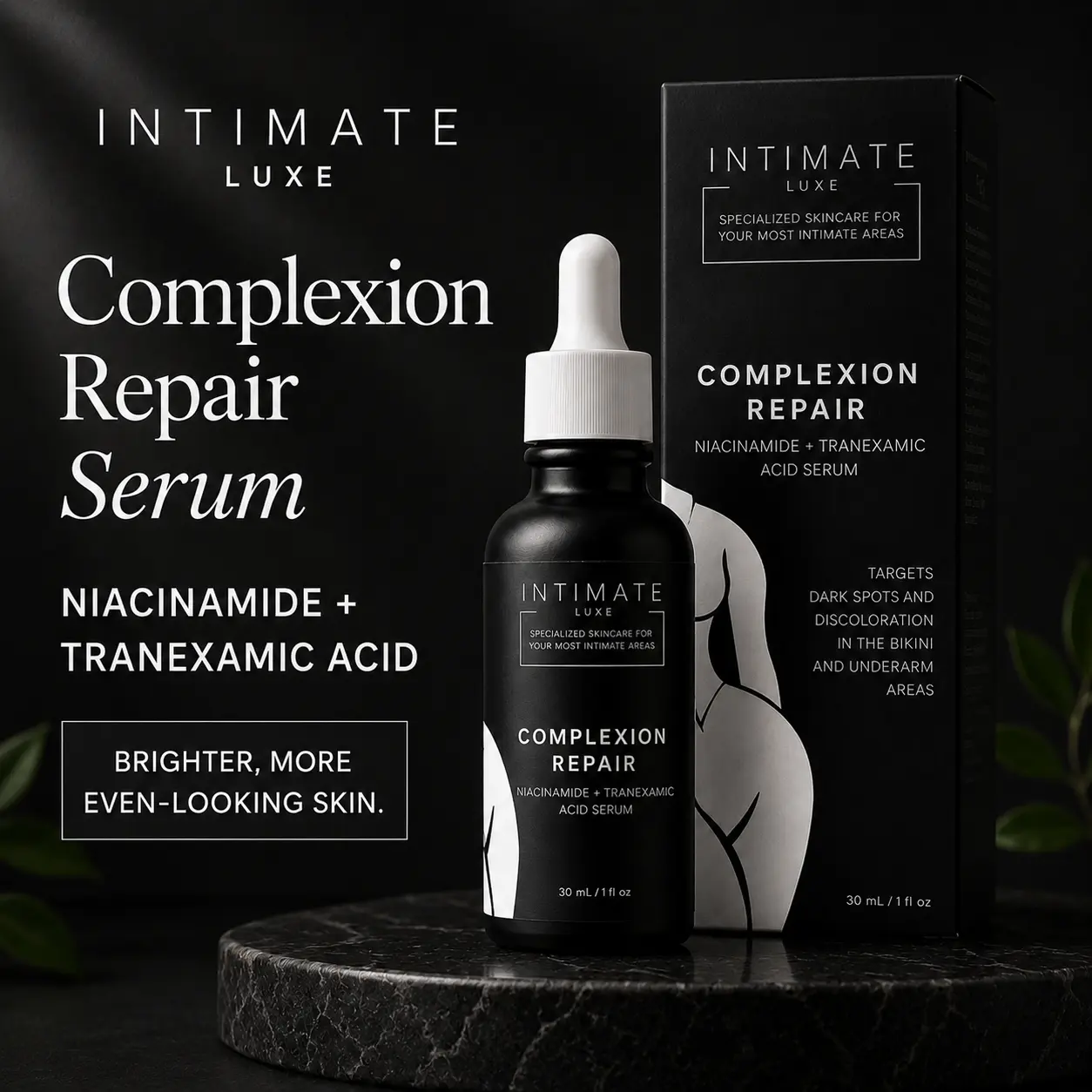 Complexion Repair Serum by Intimate Luxe – Dark Spot & Discoloration Treatment for Bikini Line and Underarms, Brightening, Fragrance-Free, 1 fl oz