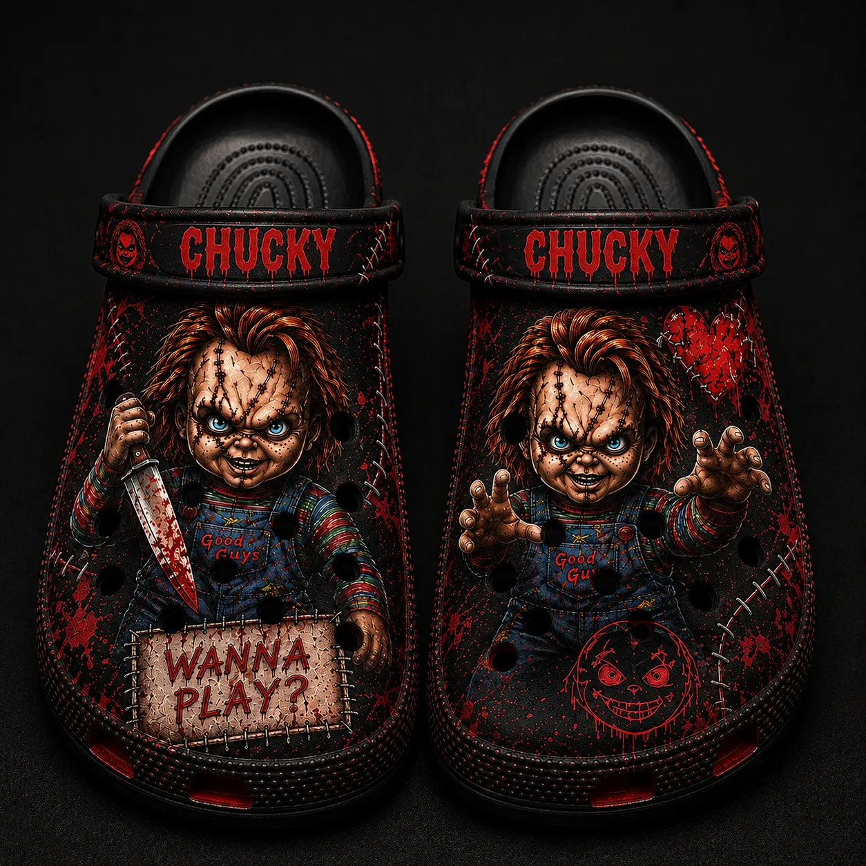 Halloween Crew 3D Clogs, Cute Spooky Pattern, Casual Indoor Outdoor Slip On Shoes