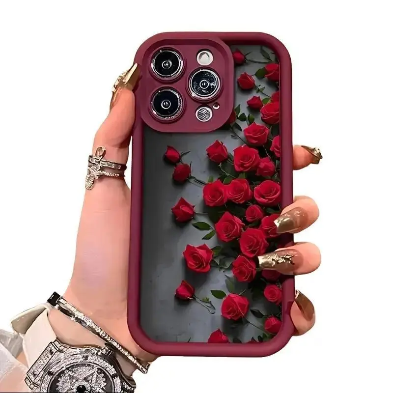 Rose Pattern TPU Smartphone Case - High-Quality, Stylish, High-Value Protective Accessory for Multiple Phones Including iPhone 17,16,15,14 (14 Included),13,12,11 Series, 7/8Plus,XR,Xs,XsMax
