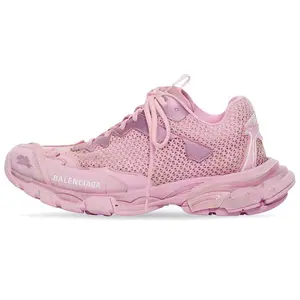 Balenciaga Track 3.0 Women's Low-Top Casual Sneakers – Minimalist and Comfortable in Pink Verifiable, with credentials and supporting global authentication