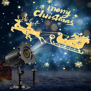 3D Dynamic Christmas Projector Lights Outdoor Indoor-2025 Upgrade Santa in Sleigh Christmas Decorations,Waterproof Holiday Projector Lights for Window Ground Roof Wall Yard Xmas Decor