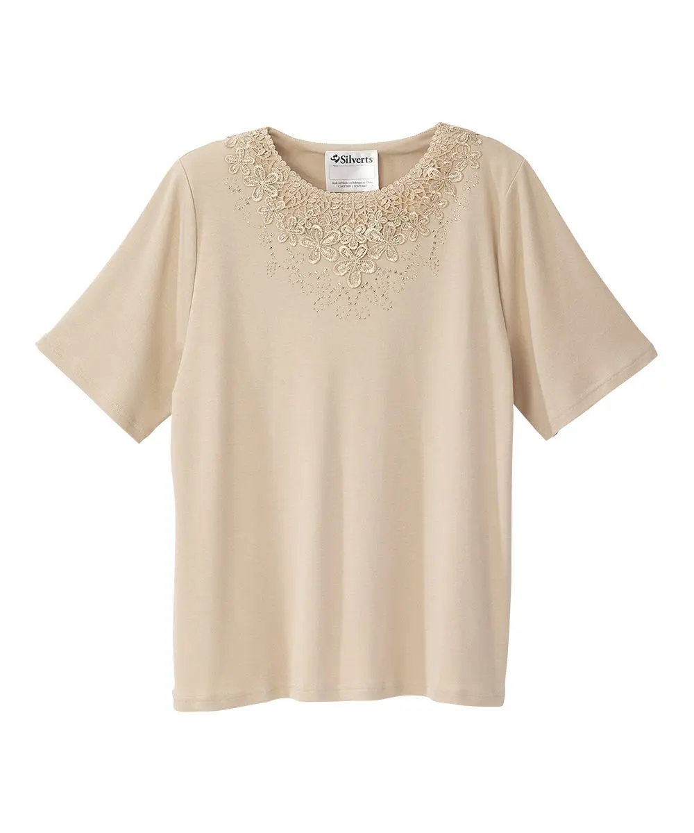 Women's Open Back Embellished Top
