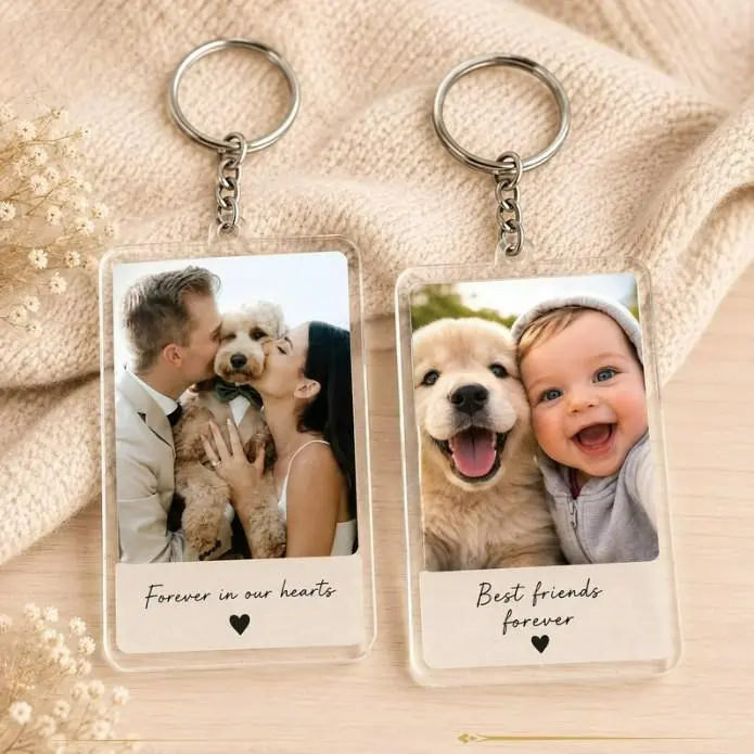 Custom Photo Acrylic Keychain – Personalized Picture Key Ring, Custom Image & Text Bag Charm, Photo Keepsake Gift