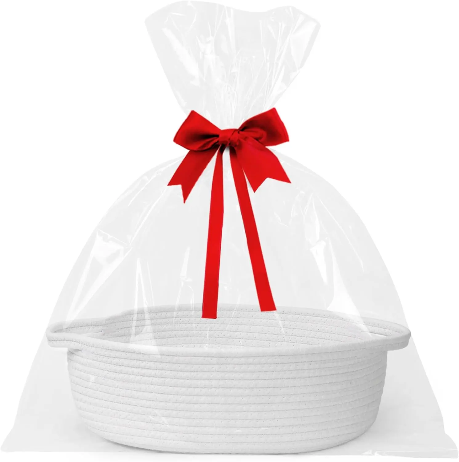 Baskets for Gifts Empty, 13"x 9"x 5" Woven Gift Basket with Bag and Ribbon