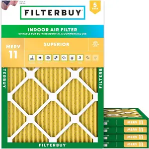Filterbuy 19x20x1 Air Filter (5-Pack), Pleated MERV 11 Allergen Defense HVAC AC Furnace Air Filters (Actual Size: 19.00 x 20.00 x 1.00 Inches)