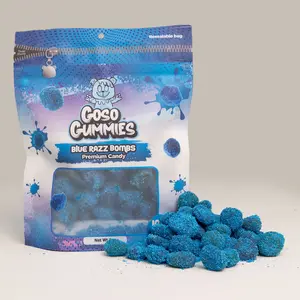 Goso Gummies SWEET Viral Blue Razz Gusher Bombs 6oz - *NON SOUR* - Chewy Candy