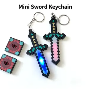 Mini Pixel Sword Keychain Light with RGB Glow, USB Rechargeable LED Light for Gamers Kids Boys Game Lovers & Collectors, Cool for Keys Backpack & Desk Setup