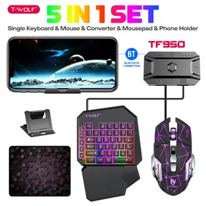 Half Hand Gaming Keyboard and Mouse Combo, 35 Keys Wired Mechanical RGB Backlit, Wrist Rest Included, Compatible with Phones Below 13.4, Lighted Mechanical Keyboard