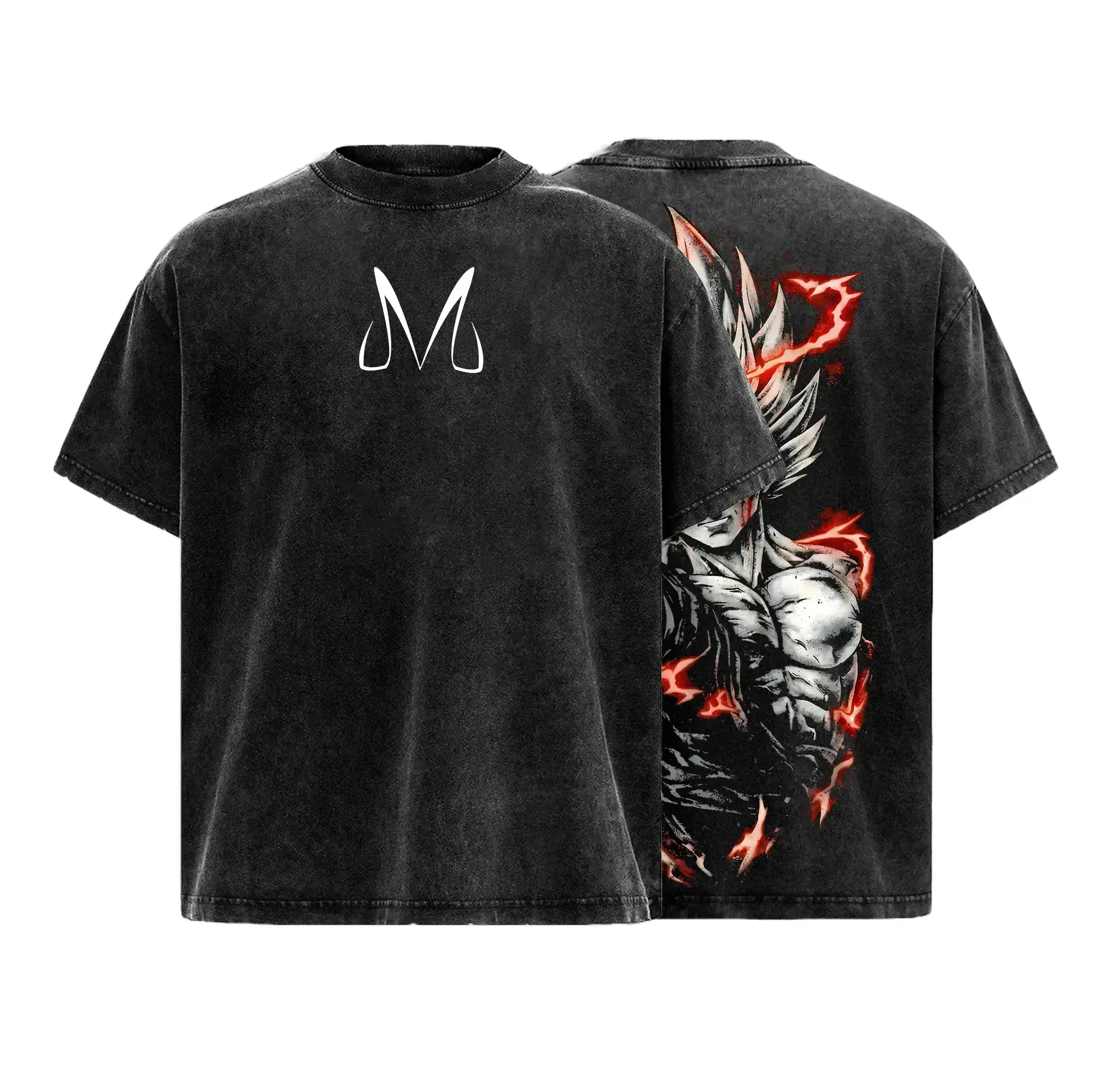 Vintage Washed Oversized Anime Graphic T-Shirt DBZ Inspired Heavy Cotton Streetwear Unisex 90s Retro Short Sleeve Crew Neck Premium Printed Tee For Men Women Y2K Casual American Hip Hop Fashion Top Everyday Gym Workout Graphic Apparel Idea Gift Shirt Top
