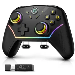 Wireless Game Controller With RGB Backlit, 3 Way Lock Hall Trigger, Hall Joytick, 1000Hz Polling Rate, No Stick Drift, 6-Axis Gyro, 4 Custom Macro, Adjustable Turbo/Vibration, Multi-Platform, Compatible with PC/Switch/Steam/Android/iOS, AG43
