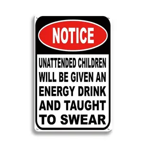 2D FLAT PRINTING Vintage Style Metal Sign, Notice Unattended Children Sign, Retro Decorative Plaque for Room Wall Art, Restaurant, Cafe, Bar, Man Cave, Farm, Garage, Vintage Garage SignsSupport customization based on provided images