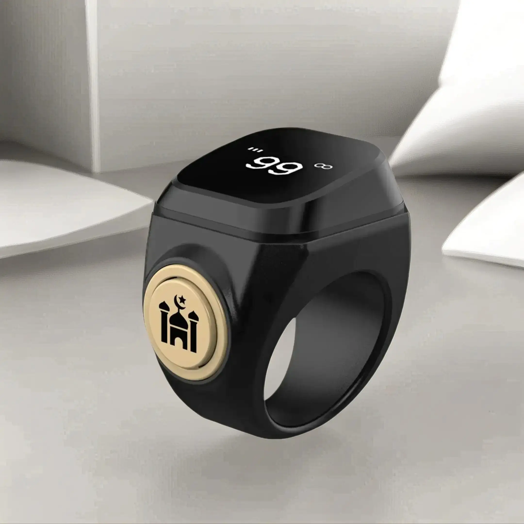Smart Prayer Bead Ring with 4-Digit Display, Minimalist Islamic Design, Supports App Connection, Waterproof Electronic Counter, Tasbih Counter, Tasbeeh Counter, Ideal for Muslim Prayer and Daily Worship