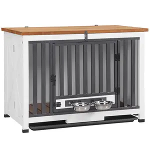 Aivituvin Wooden Dog Crate with Folding Design | Strong Iron Frame-AIR100,Dog Kennel Furniture,Crate Furniture