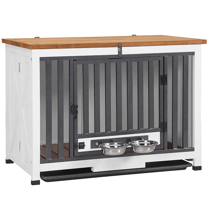 Summervibes Aivituvin Wooden Dog Crate with Folding Design | Strong Iron Frame-AIR100,Dog Kennel Furniture,Crate Furniture