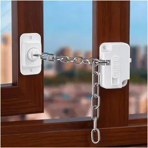 Hug Lock Door Locks Latch with Strap Safety for Doors and Windows, No or Screw Cat Door Latch, Hook Lock Security for Bedroom Doors