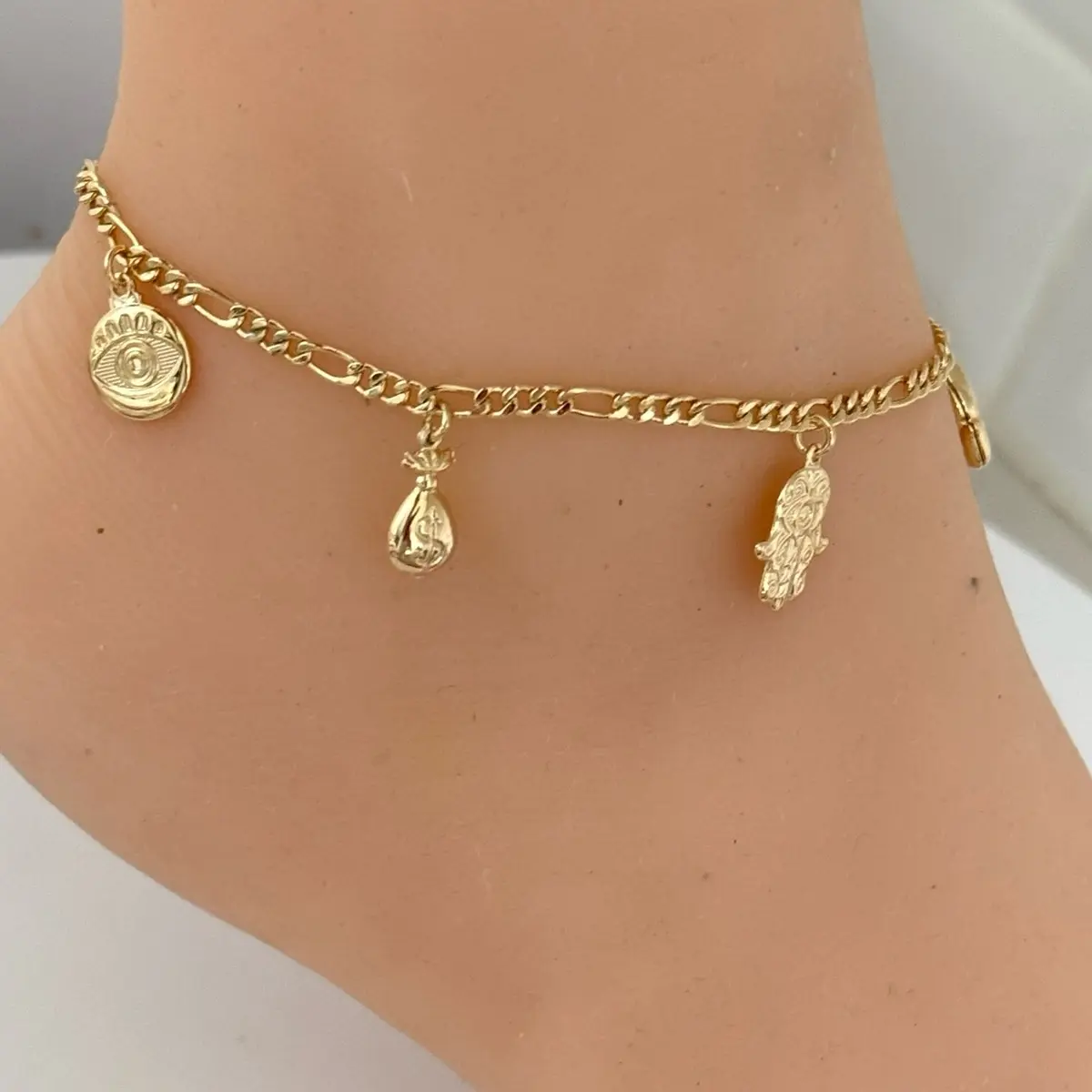 14k Gold Plated Anklet - 10 Inches Long for Women