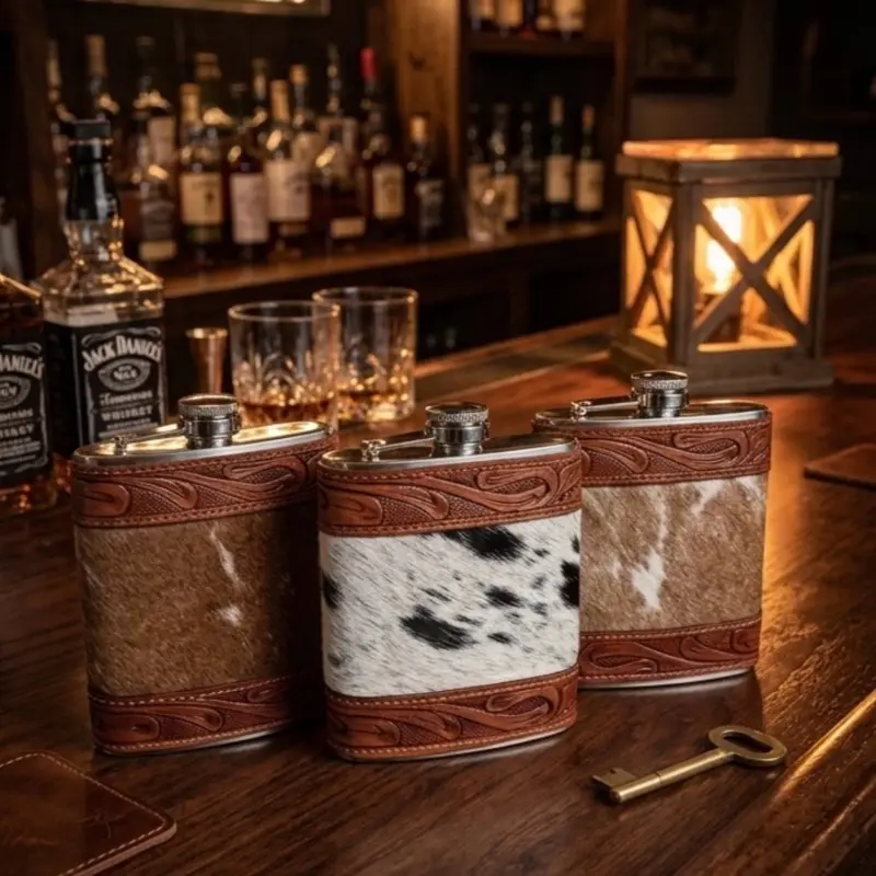 Cowhide/ leather flask Cowhide/ leather flask