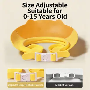 Adjustable Splash-Proof Silicone Bath Cap for Kids Aged 3+, Cute Duck Cartoon Ears Design, Soft Non-Toxic Bath Accessory, Shower Caps