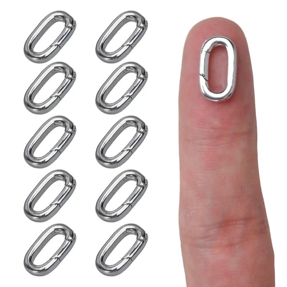 10pcs Brass Oval Spring Clasps for Jewelry Making - Small Durable Clasp Suitable for Necklace, Bracelet, & Pendant Attachments - Secure Fastener with Spring Mechanism (Jewelry Clasp) summerwins accessories women