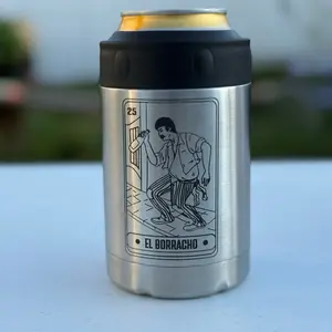 El Borracho 12oz Stainless Steel Can Cooler Beer or Soda Holder for Personalized Beverage Storage