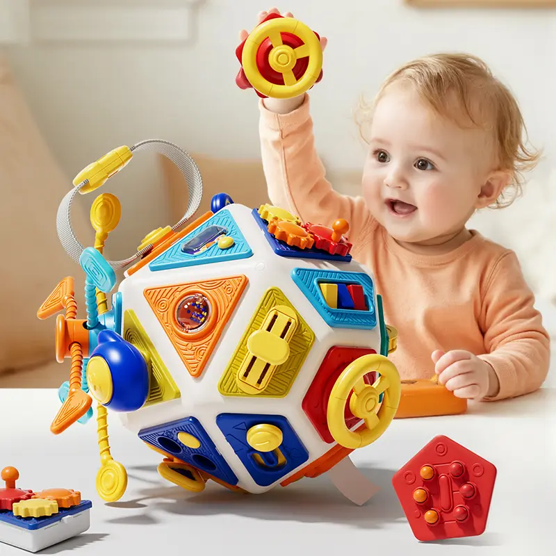 22 In 1 PVC-Free Montessori Cube Shape Sorter Sensory Toy - Portable Busy Board with Colorful Panels, Toddler Learning Tool, Travel-Friendly, Boosts Children Development, Ideal Christmas/Birthday Gift, 22-In-1 Games
