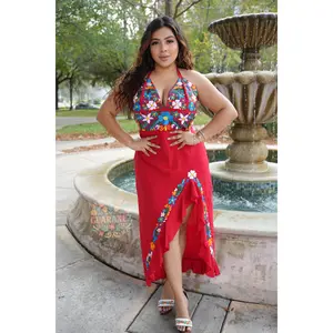 Alma Mexican Embroidery Dress woman party