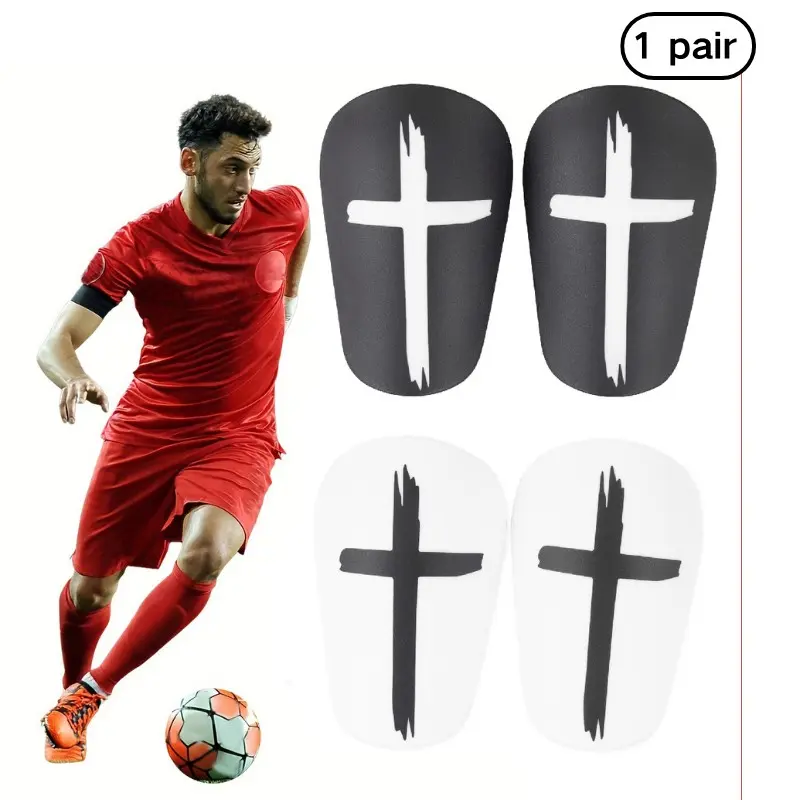 Cross Design Soccer Shin Guards /, High-Strength Durable Material, Shock Absorption, Comfortable Fit, Ideal for Football Players, Football Equipment, Soccer Gear