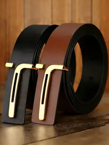 Men's Genuine Leather Belt, T Buckle Design, Classic &, Formal & Casual Wear, Stylish and Durable Accessory