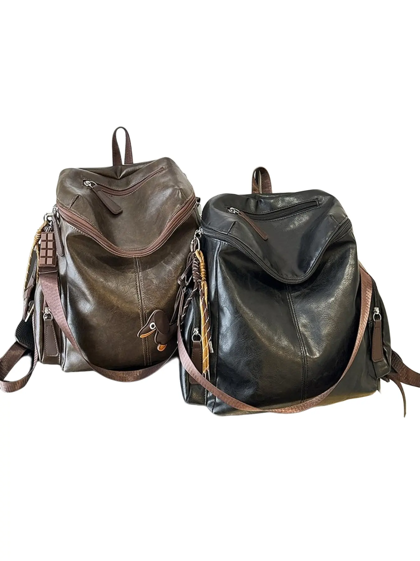 Vintage Washed Leather Multi-Functional Fashion Durable Backpack, Convertible to Single Shoulder/Hand Carry, Large Capacity Water-Resistant, Casual Daypack for Men & Women, Ideal for Work, School & Travel, Multifunctional Backpack