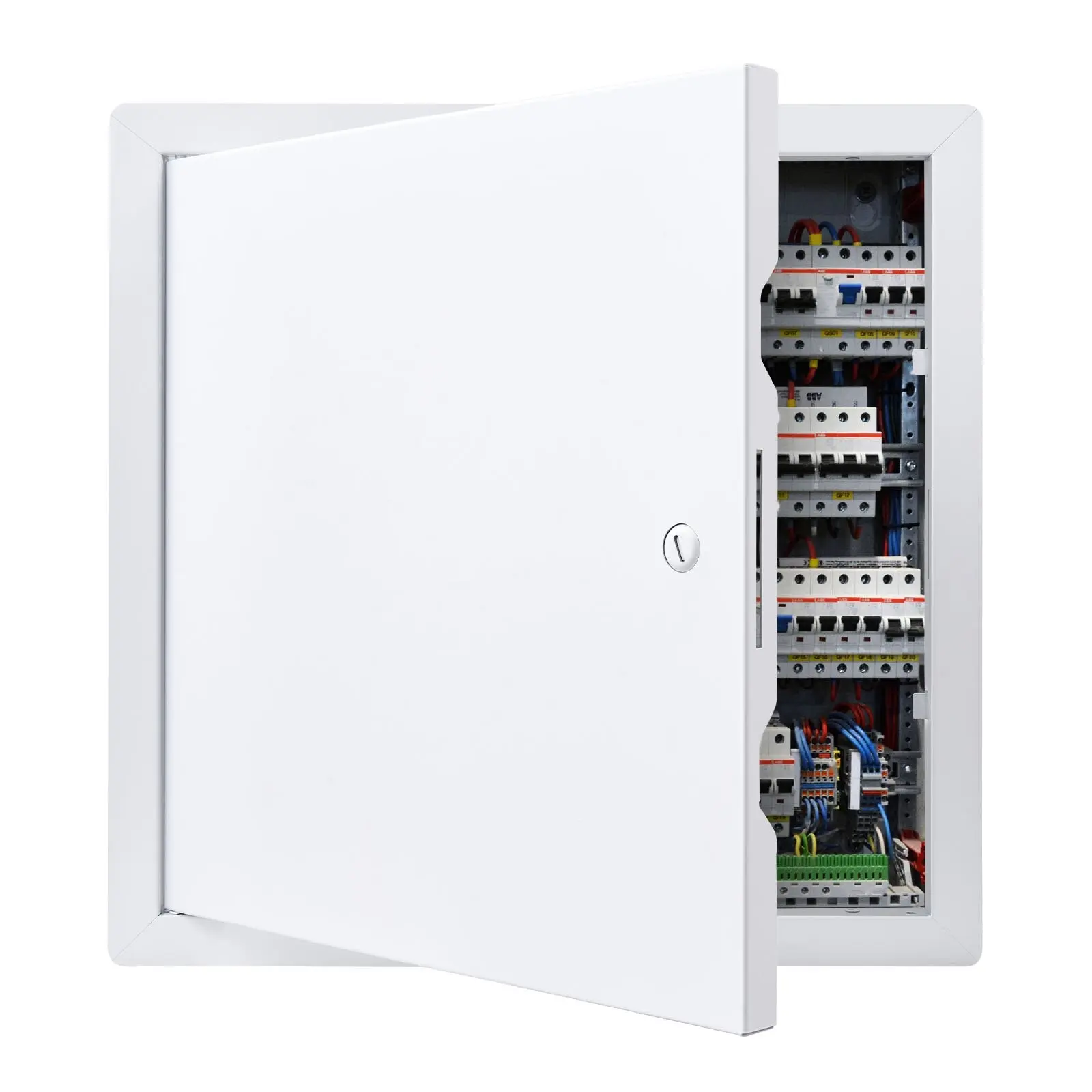Access Panel for Drywall, Galvanized Steel Access Door, 13.3 X 13.3 Inches, Easy Install Hinged Service Panel with Screwdriver Latch, Suitable for Ceiling, Plumbing, and Electrical, 12.4 X 12.4 Inches Cutout Size, White