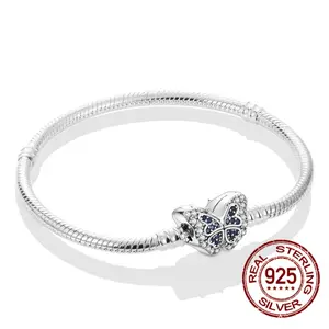 MULA 925 Sterling Silver Butterfly Bracelet | Fully Adorned with Sparkling Zirconia | High-End Luxury Design | Inspired by Nature | An Elegant Gift for Her | Compatible with Pandora Charms and Beads