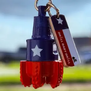 Texan Oil PDC Drill Bit Keychain Durable Zinc Alloy with Texas Flag Design Limited Edition Accessory for Oilfield Enthusiasts 2.5 Ounces