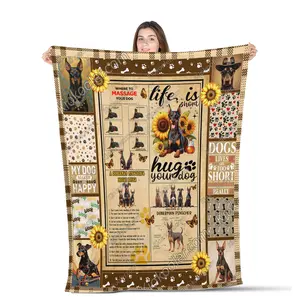 Doberman Pinscher Dog Knowledge All Season Blanket, Doberman Pinscher Dog Decor, Gifts For Dog Lovers, Sofa Throw Blanket Comfort Warmth Soft Blanket Fleece Blanket, Sherpa Blanket
