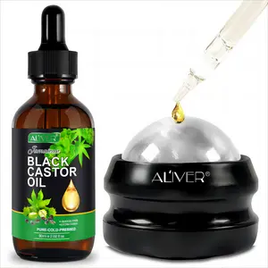 Aliver Manual Massage Ball with Black Castor Oil, Body Care Set (60ml)