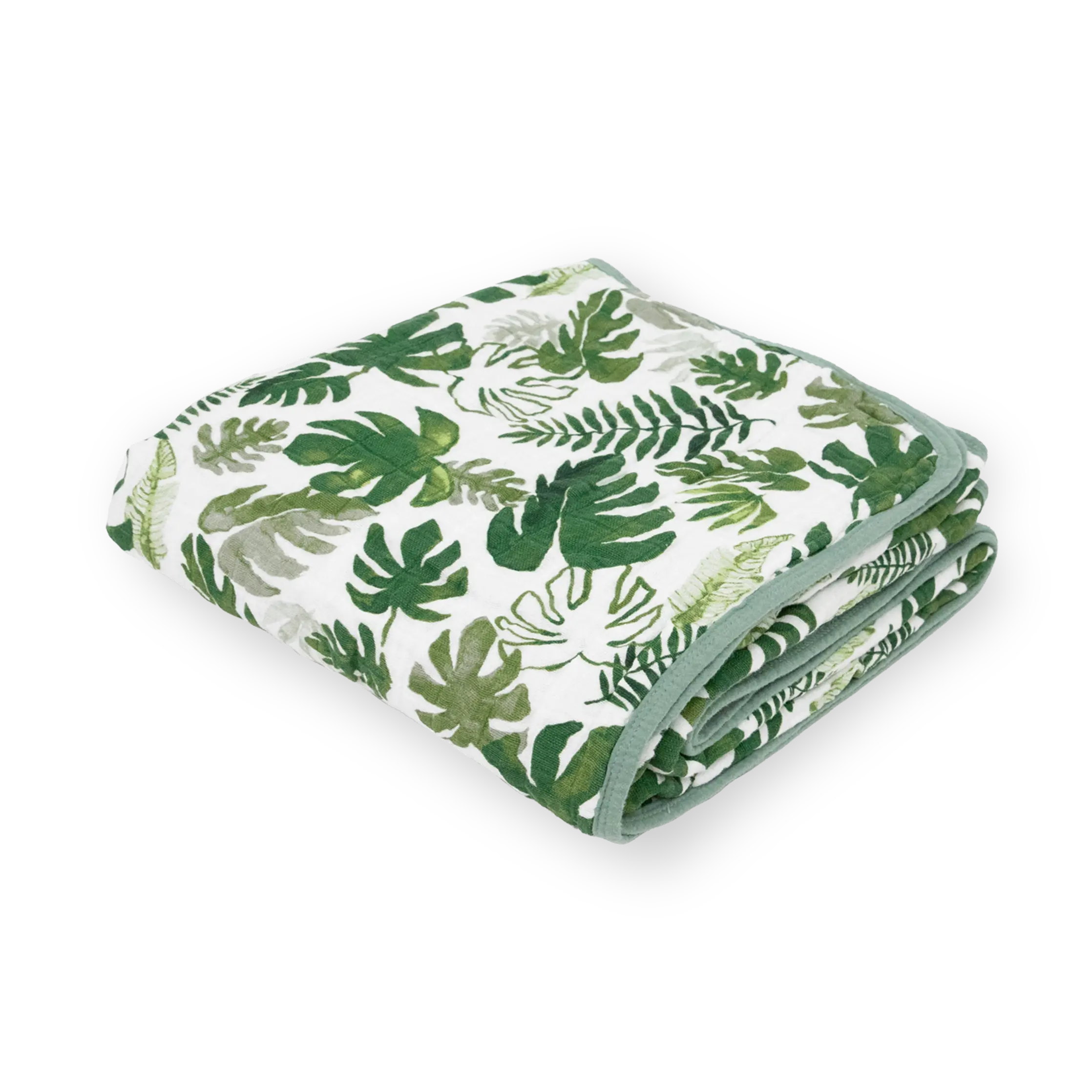 Breathable Material Cotton Muslin Quilt - Tropical Leaf Design Bedding for Soft Furnishings, Breathable Material Quilts, Blue Print Quilts