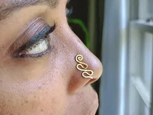Solid Brass Nose Cuff, Nose Clip, Gold Nose Jewelry, Kundalini Nose Cuff, Body Jewelry, Faux Nose Ring, Septum Cuff,