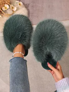 Women's Plush Slippers, Soft Fuzzy Interior Design, Warm Comfortable Winter Home Shoes, Fall & Winter Casual Footwear, Indoor Slippers