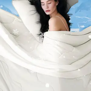 MACINSO Cool Summer Cooling Comforter Lightweight Breathable Quilt for Hot Sleepers Ultra Soft Air Conditioner Blanket All-Season Cozy Bedding OEKO-TEX Certified Dual-Side Cooling Technology Machine Washable White King Queen Twin